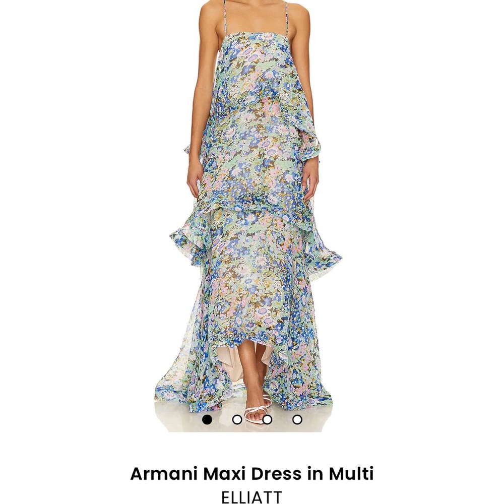 Elliatt Pastel Floral High-Low Ruffle Maxi Dress